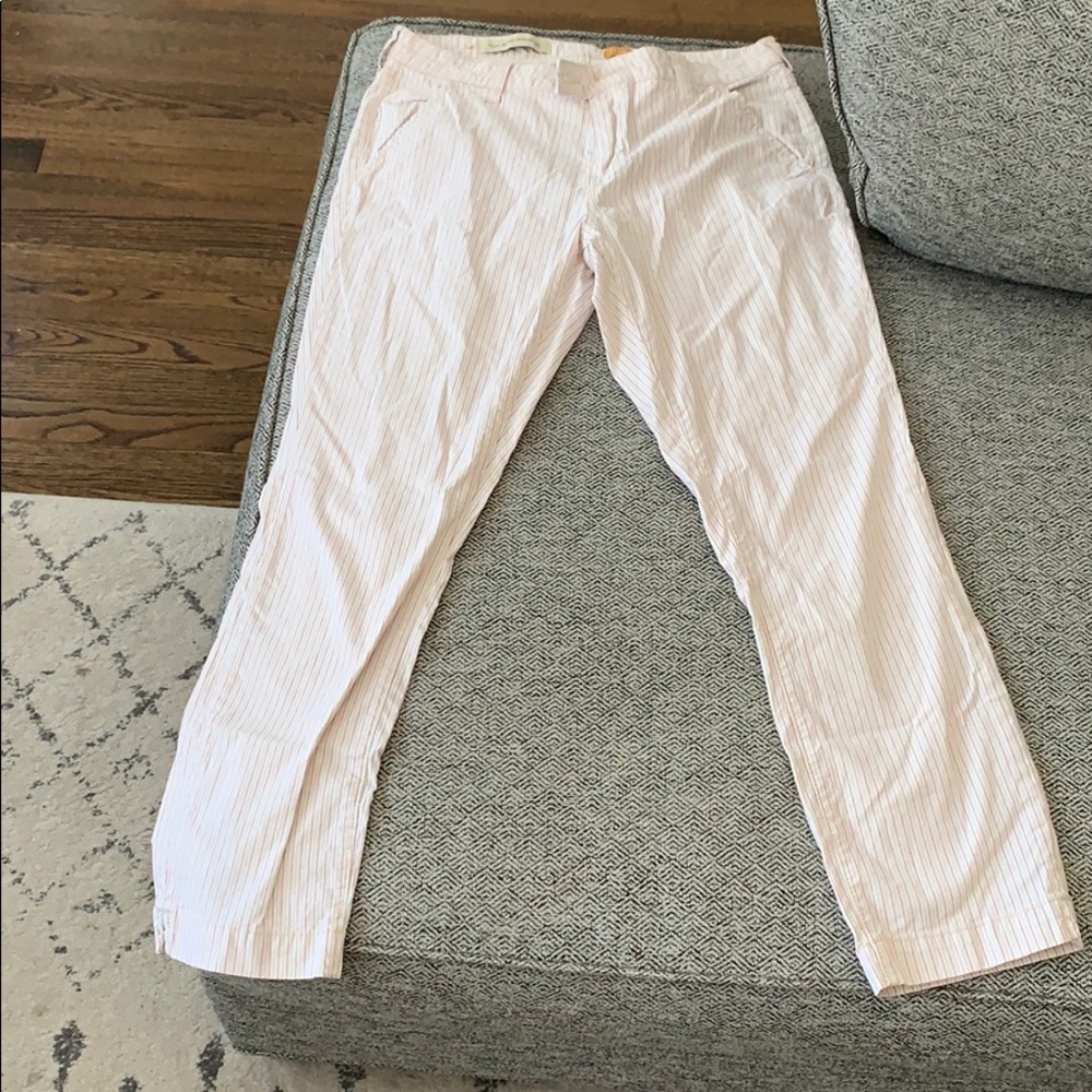 Anthropologie white, red, gray striped  pants